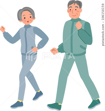 一對年長夫婦散步的插圖 一對年長夫婦散步的插圖 106158159