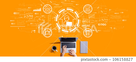 Remote Work theme with person working with laptop 106158827