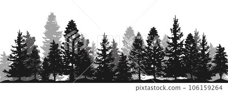 Spruce fir forests, pine tree silhouettes 106159264