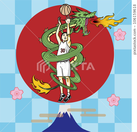 一個三分球如龍般投籃的籃球運動員 106159618