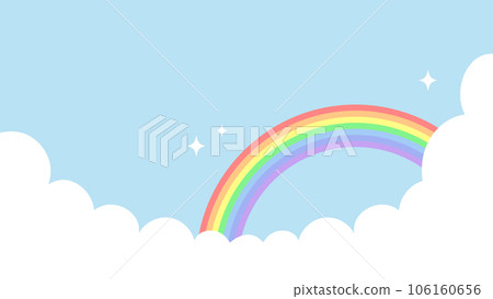 Background with a rainbow in the blue sky 106160656