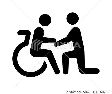 Wheelchair, nursing care, welfare (care worker, caregiver) vector icon Wheelchair, nursing care, welfare (care worker, caregiver) vector icon 106160736