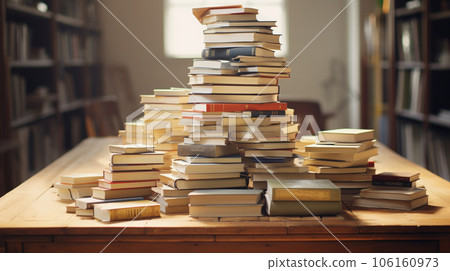 Reading books in library AI generated image 106160973