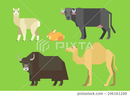 牲畜插圖集(羊駝、兔子、水牛、犛牛、駱駝) 牲畜插圖集(羊駝、兔子、水牛、犛牛、駱駝) 106161280
