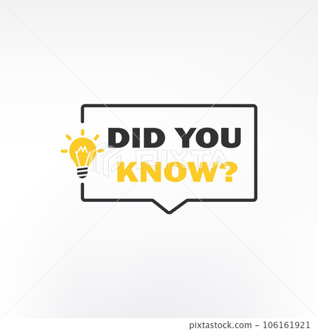 Did You Know label design with light bulb and rays. Logo design. Vector illustration  106161921