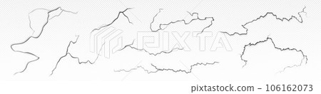 Set of realistic cracks on dry paint surface 106162073