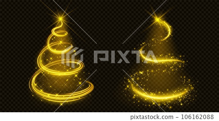 Christmas tree made of golden light and sparkles. Christmas tree made of golden light and sparkles. 106162088
