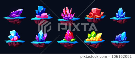 Magic game crystal floating stone island vector 106162091