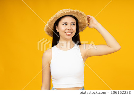 Beautiful Asian girls in stylish summer clothes Beautiful Asian girls in stylish summer clothes 106162228