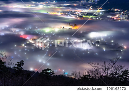"Saitama Prefecture" Chichibu's sea of clouds night view, fantastic scenery "Saitama Prefecture" Chichibu's sea of clouds night view, fantastic scenery 106162270