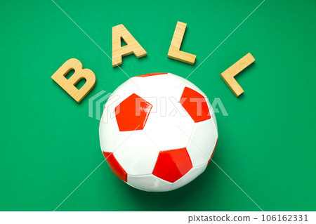 Word Ball and football ball on green background 106162331