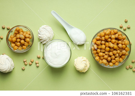 Aquafaba, concept of vegan food and cuisine Aquafaba, concept of vegan food and cuisine 106162381