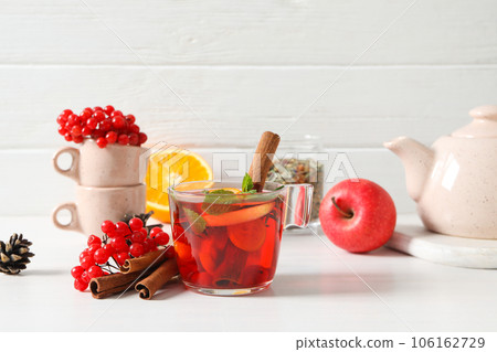 Concept of delicious hot drink - tea, berry - fruit tea 106162729