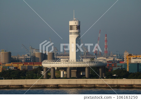 Yokohama port symbol tower seen from the sea 106163250