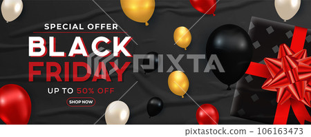Black friday background with black balloons for retail, shopping black friday promotion 106163473
