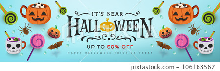 Happy Halloween poster and banner template with halloween pumpkin 106163567