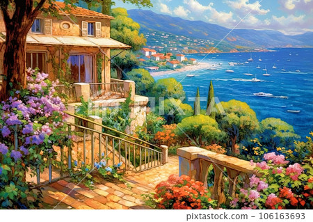 美麗的海岸景色和可愛的小屋 106163693