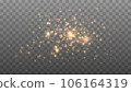 Gold light effect with glitter particles. Vector starry cloud with dust. Magic christmas decoration 106164319