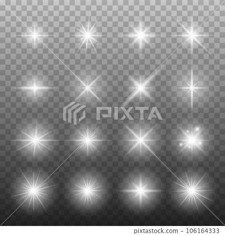 Shining star collection. Vector flashing lights set 106164333