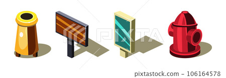 City Street Urban Element and Icon Isometric Vector Set City Street Urban Element and Icon Isometric Vector Set 106164578