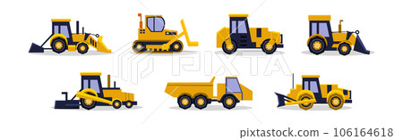 Construction Heavy Machinery and Equipment Isolated Vector Set 106164618