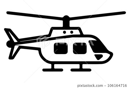 Black isolated silhouette of helicopter on white background, Helicopter silhouette in black vector graphic 106164716