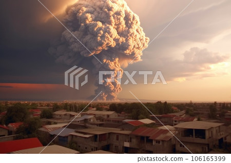 time-lapse of volcano eruption with ash cloud 106165399