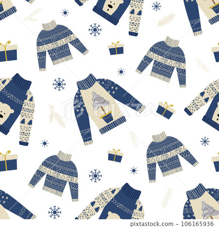 Christmas ugly sweater party, decoration for Christmasm, seamless pattern vector ugly sweater party 106165936