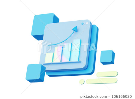 3D render, Application Monitor show up business graph and data isolated on white background, Investment financial concept, progress and goal project. Cute minimal design. 3D render, Application Monitor show up business graph and data isolated on white background, Investment financial concept, progress and goal project. Cute minimal design. 106166020