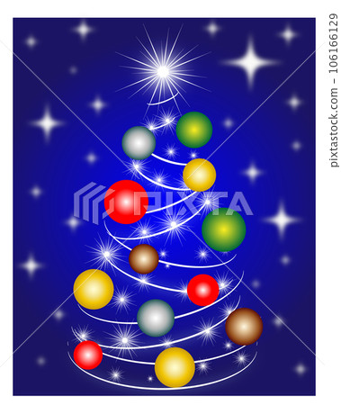 White Christmas tree and colorful ball ornaments 106166129