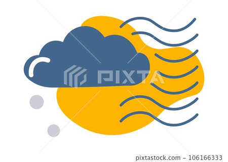 Windy weather conditions, forecast icon with sun Windy weather conditions, forecast icon with sun 106166333