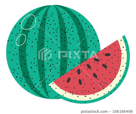 Watermelon fruit with seeds, ripe products vector 106166406