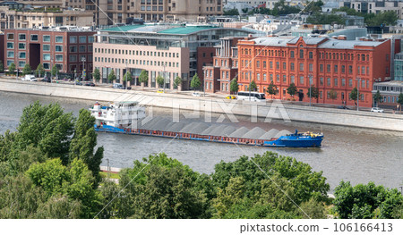A barge with rubble on the Moscow River in the center of the Russian capital A barge with rubble on the Moscow River in the center of the Russian capital 106166413