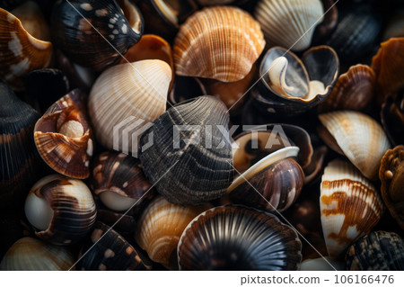 Underwater treasures of black seashell in the aqua marine life. Generative AI Underwater treasures of black seashell in the aqua marine life. Generative AI 106166476