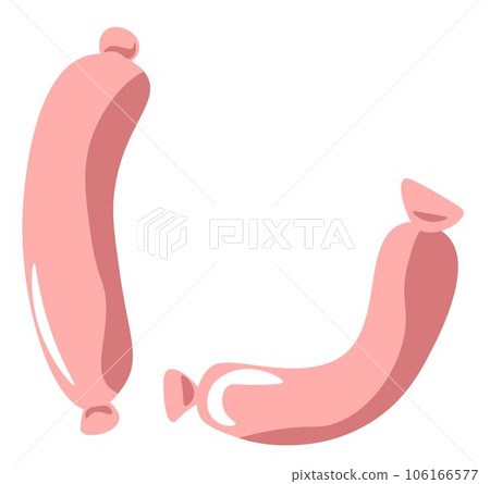 Boiled sausages, poultry or pork, beef meat vector Boiled sausages, poultry or pork, beef meat vector 106166577