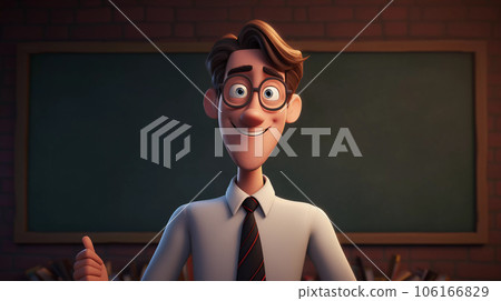 Teacher in Front of a Blurred Blackboard Teacher in Front of a Blurred Blackboard 106166829