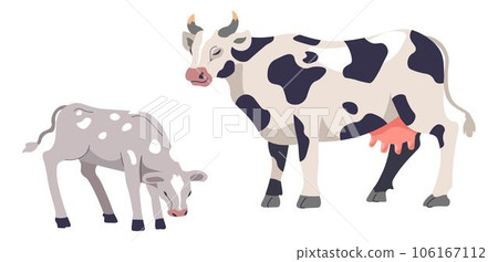 Livestock breeding, cattle cow and calf animals Livestock breeding, cattle cow and calf animals 106167112