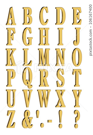 3D Font Pack 7 [Alphabet/cap/three-dimensional letters/alphabet] gold, gold 106167400