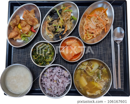 Korean food for hospitalized patients in Korea, isolated on transparent background Korean food for hospitalized patients in Korea, isolated on transparent background 106167601