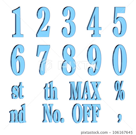 3D Font Pack 7 [Number/three-dimensional letters/numbers] blue, blue 106167645