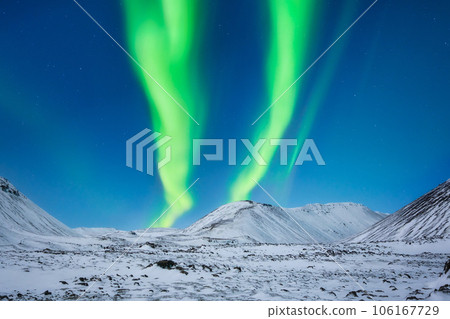 Aurora Borealis. Northern lights and clear skies. Nature. Scandinavian countries. 106167729