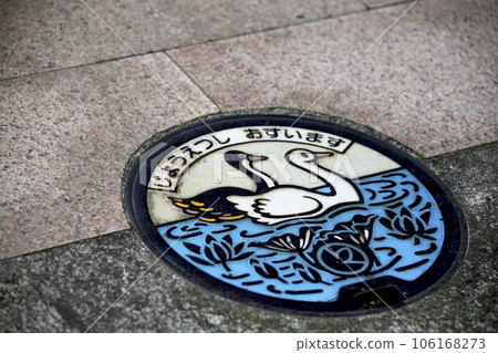 Scenery of Joetsu Takada in autumn Road manhole cover 106168273