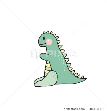 Cute cartoon pastel doodle hand draw dinosaur  106168415
