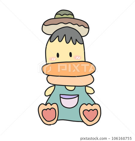 Cute cartoon pastel doodle hand draw duck 106168755