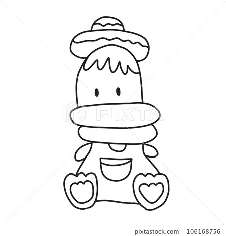 Cute cartoon pastel doodle hand draw duck 106168756