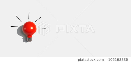 Red light bulb - flat lay Red light bulb - flat lay 106168886