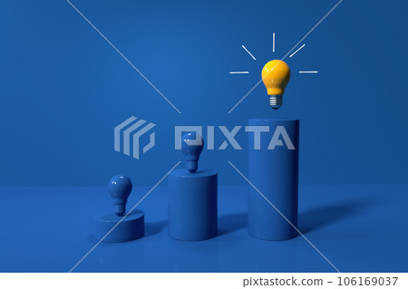 Idea light bulbs on the podiums - 3D Idea light bulbs on the podiums - 3D 106169037