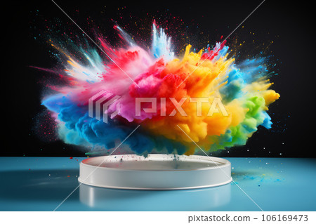 Product Display Podium with Vibrant Powder Paint Explosion 106169473