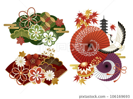 Gorgeous autumn Japanese pattern decoration set Gorgeous autumn Japanese pattern decoration set 106169693