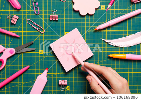 The concept of accessories for patchwork, mat cutting The concept of accessories for patchwork, mat cutting 106169890